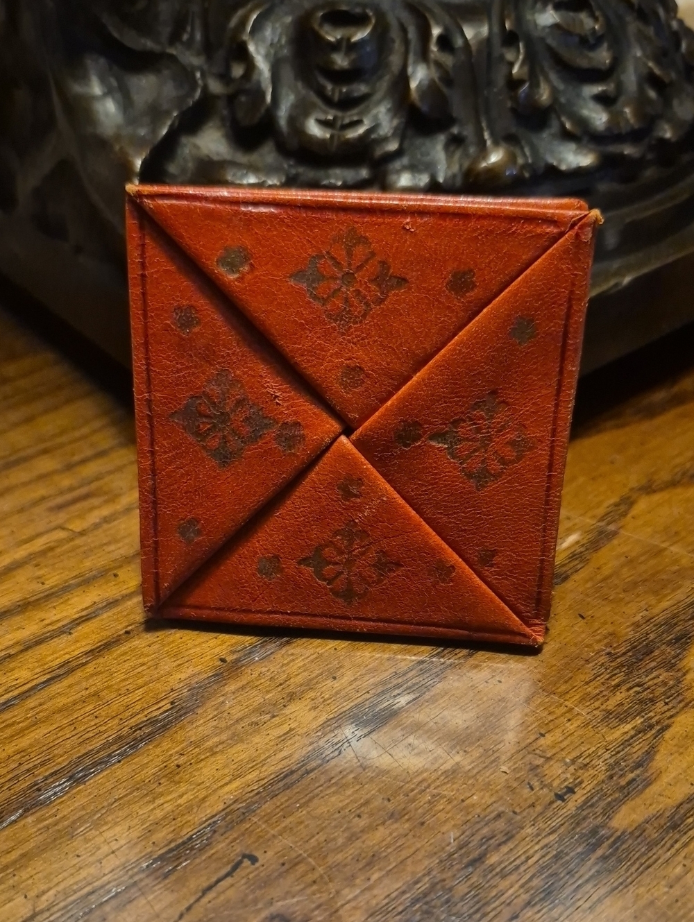 Vintage Moroccan Folding tooled gilt Leather Change Coin Purse wallet